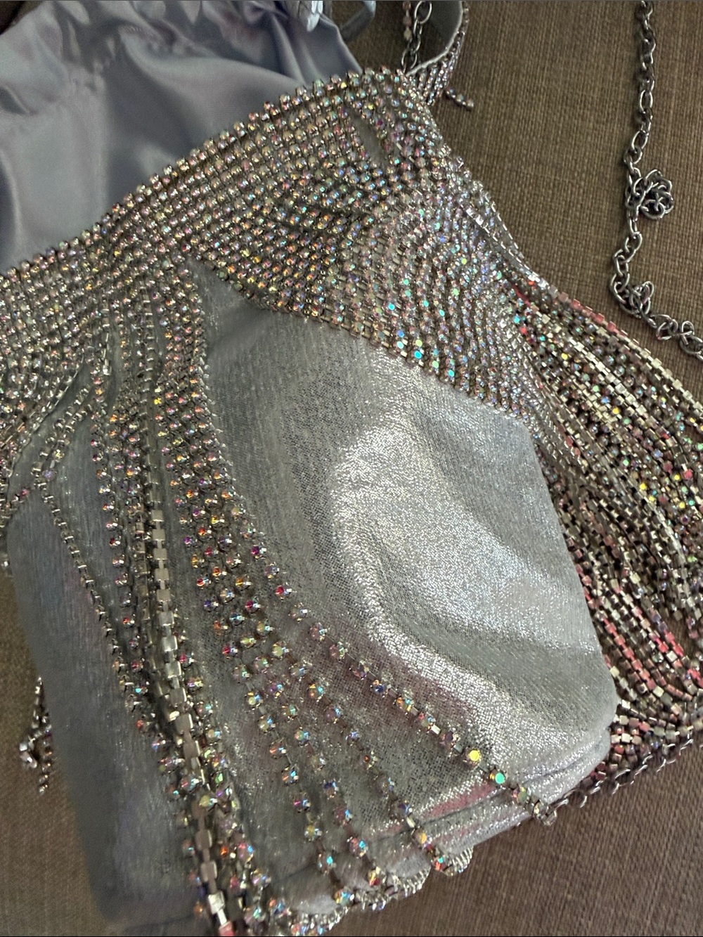 ANTONIO MELANI Silver Crystal Fringe Mini Bucket Bag - Picture 8 of 11